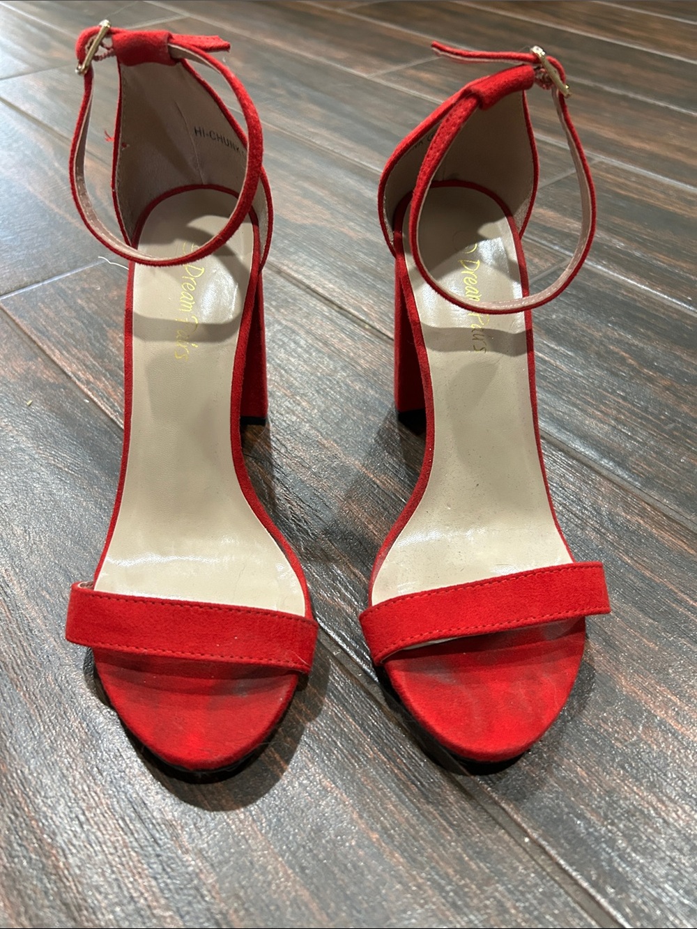 Dream Pairs Red Ankle Strap Block Heel Sandals
